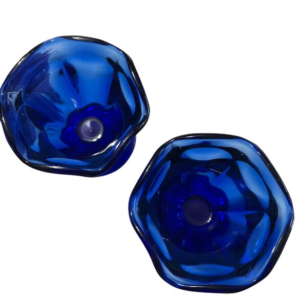 Vintage Anchor hocking Cobalt Blue Depression Glass Ice Cream/Dessert Cups - Picture 4 of 6